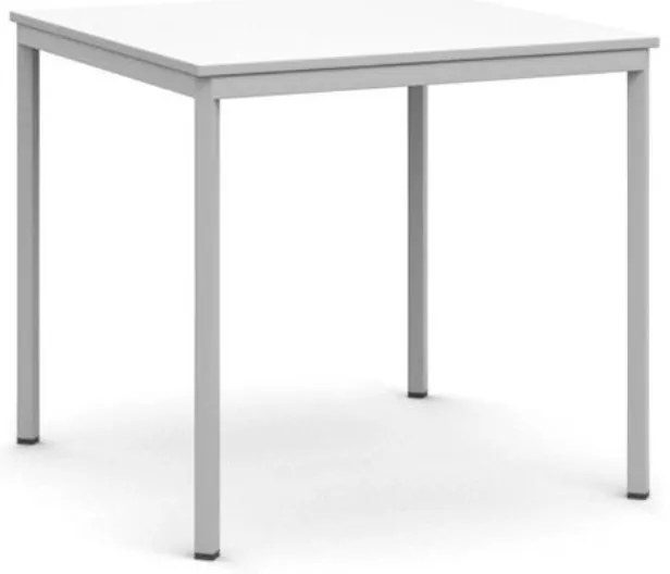 Jedálenský stôl, 80x80 cm, sivá podnož, biela