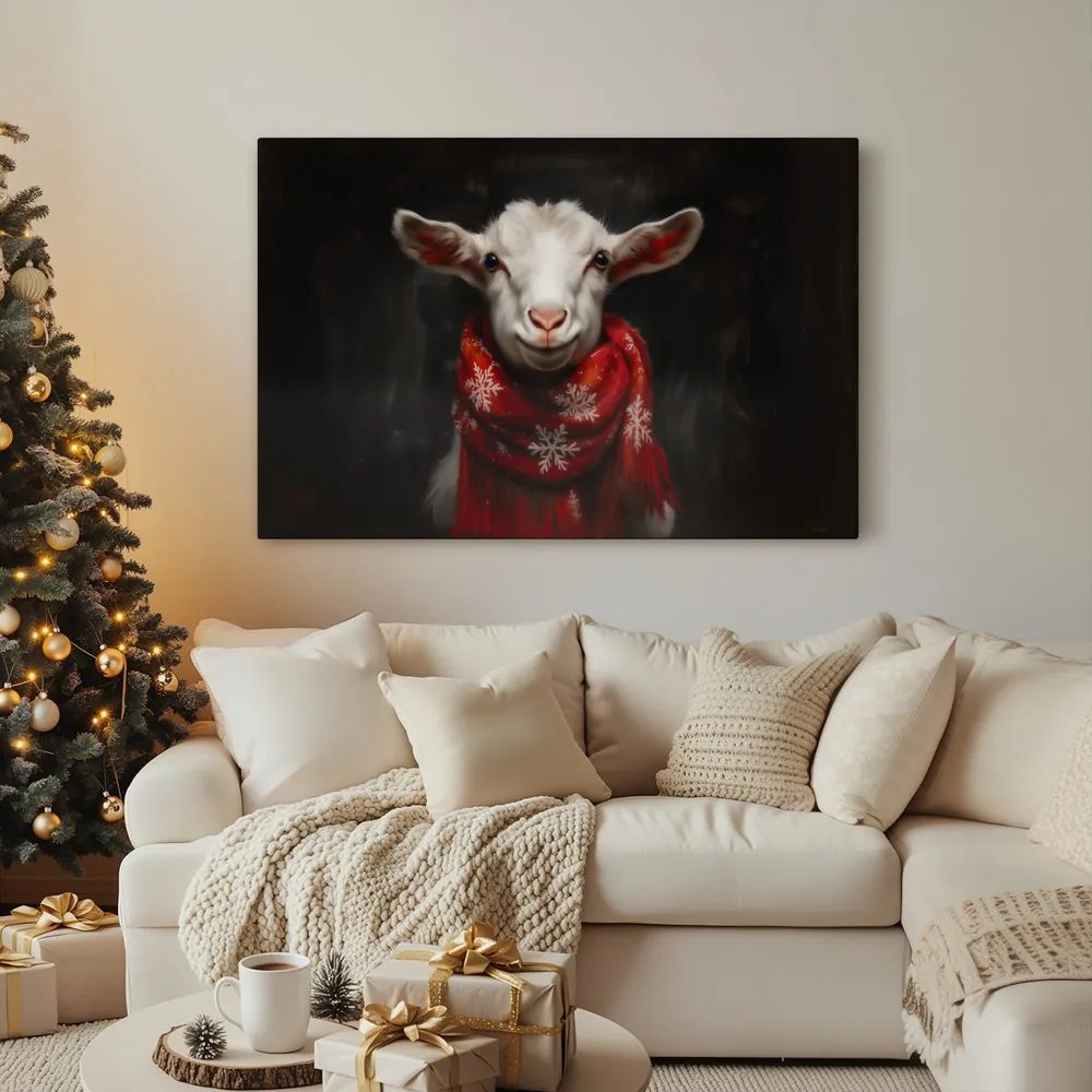 Obraz vianočná koza so šálom