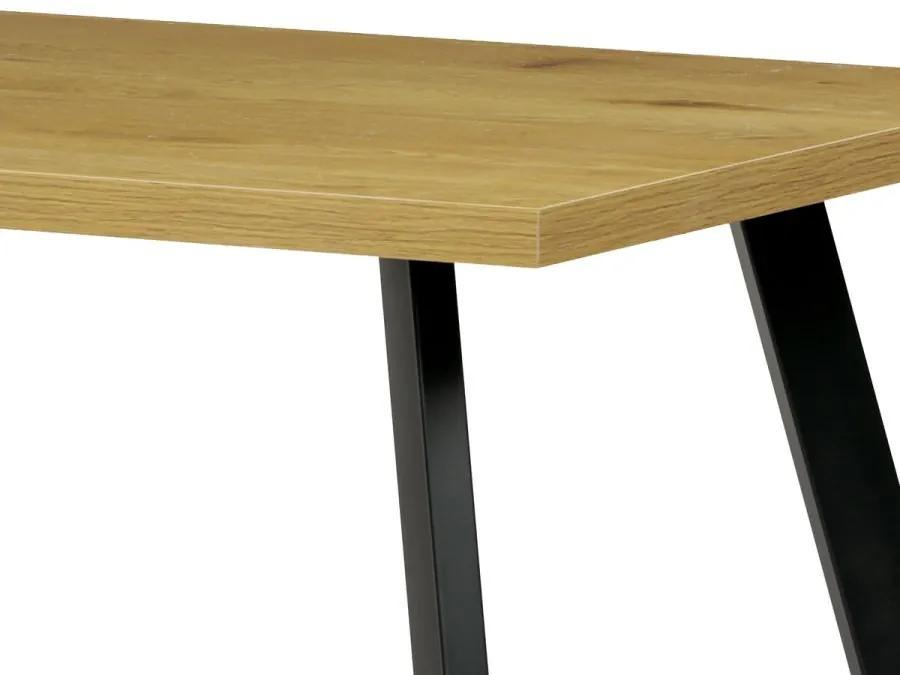 Autronic -  Jedálenský stôl HT-740 OAK 140x85x75 cm, doska melamín, 3D divoký dub, kov čierny mat