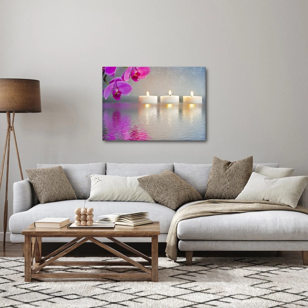 Obraz sviečok na vode (70x50 cm)