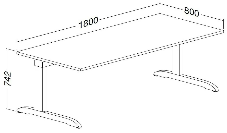 Stôl ProOffice C 80 x 180 cm, čerešňa