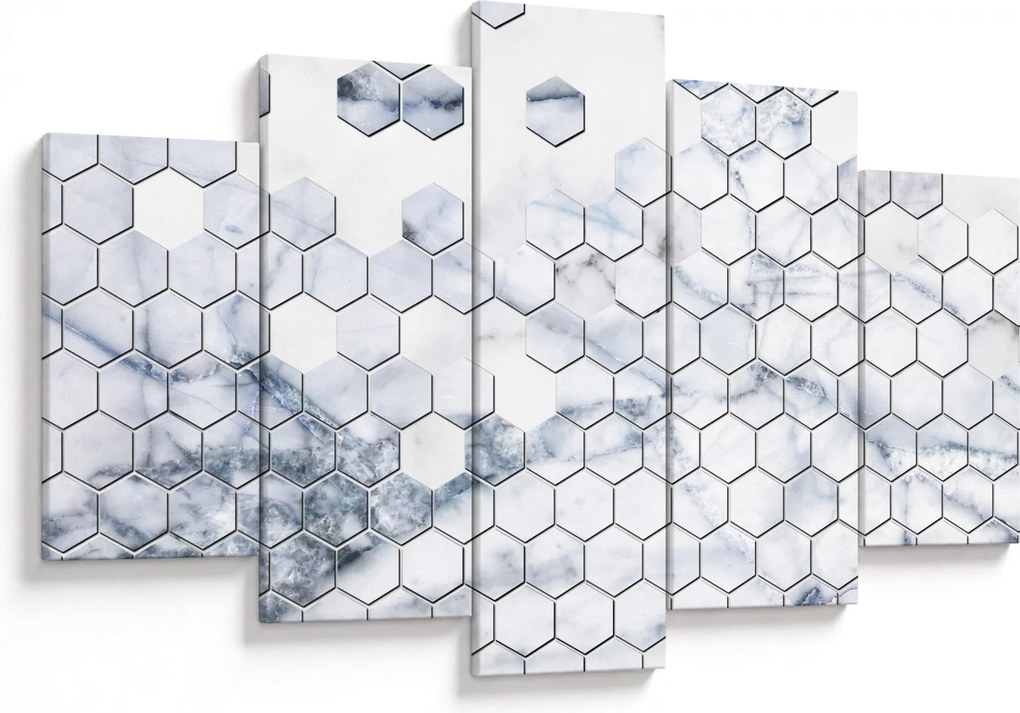 Obraz - Mramorované hexagóny (150x105 cm)
