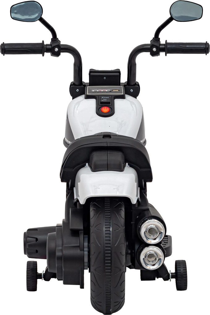 Ramiz Elektrická motorka Chopper FASTER pre deti biela + FM rádio + audio panel + LED