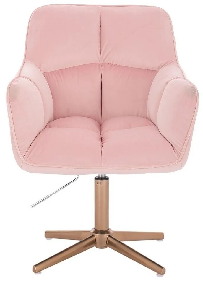 LuxuryForm DESIGN Kreslo AMALFI VELUR na zlatom kríži - ružové