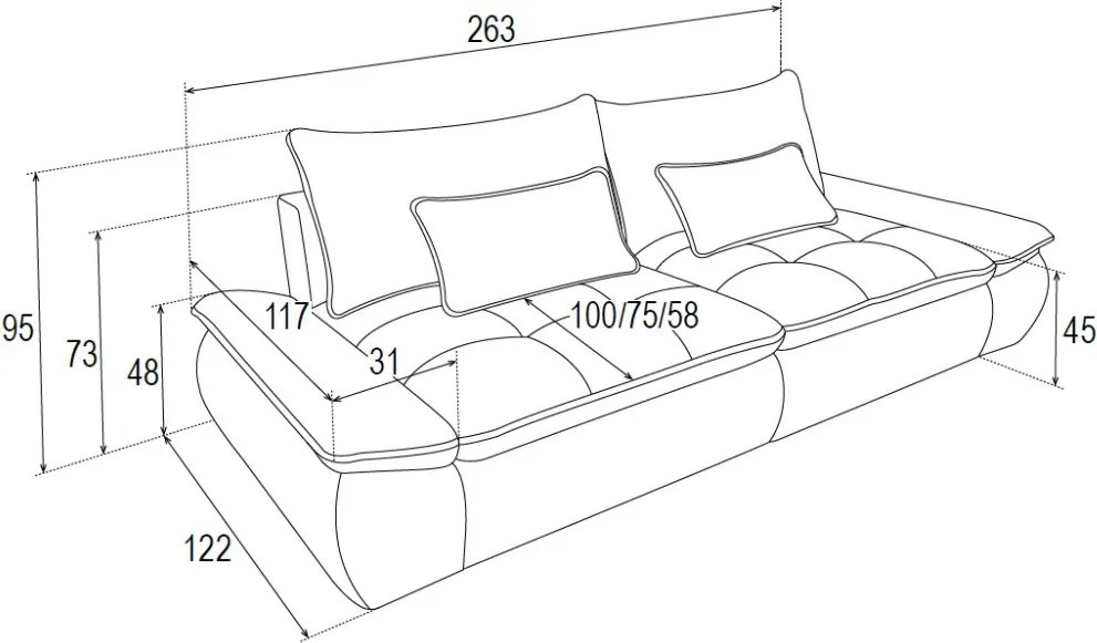 Priestranná pohovka Nube, béžová štruktúrovaná látka