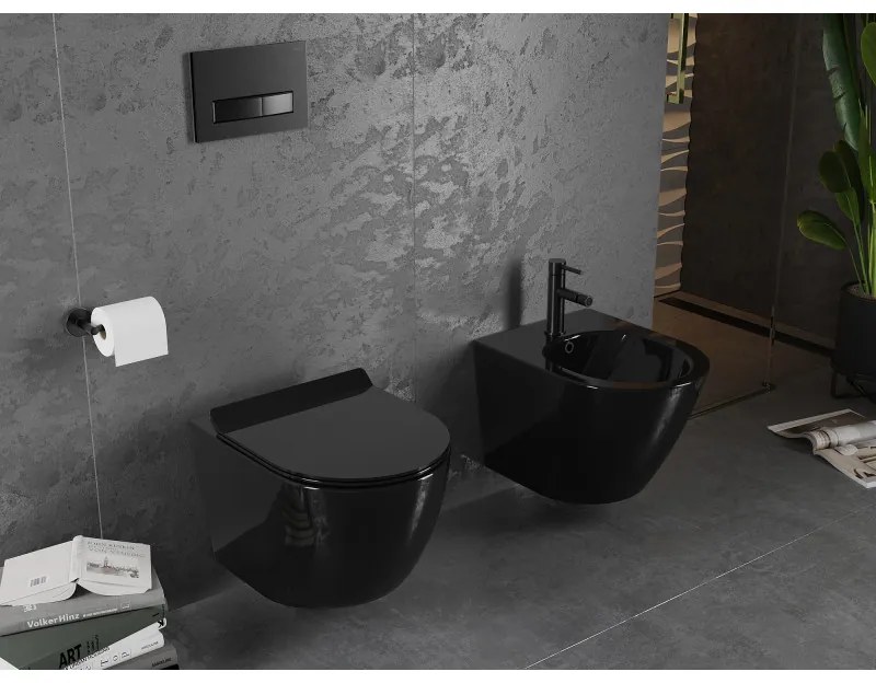 Mexen Lena Rimless závesné WC so sedátkom s pomalým zatváraním, čierna lesklá, 30224070