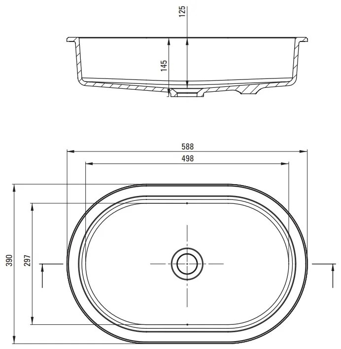 Deante Silia, granitové umývadlo na zapustenie na/pod dosku 588x390x145 mm, antracitová metalíza, DEA-CQS_TU6U