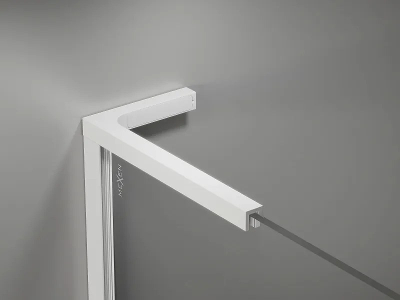 Mexen Kioto-X, L sprchová zástena 120 x 200 cm, 10mm číre sklo, biely profil, 800-120-107-20-00-X