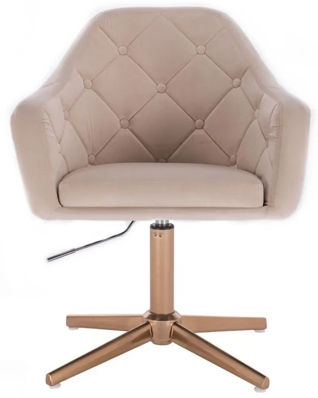 LuxuryForm DESIGN Kreslo ANDORA VELUR na zlatom kríži - krémové
