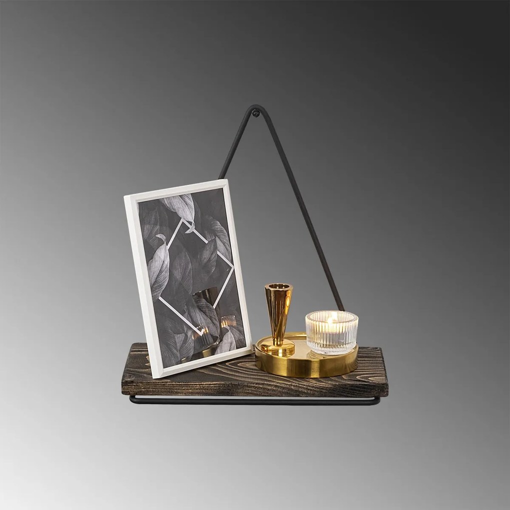 Nástenná polica Benia smrek/čierna