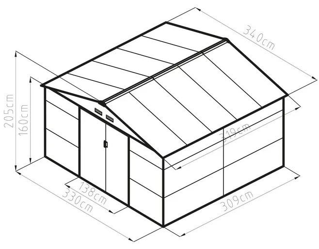 Záhradný domček G21 GAH 1085 - 340 x 319 cm, zelený 63900578