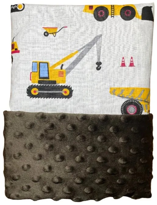 Detská deka Bager/minky tmavohnedá 60x70 cm – teplá deka do kočíka pre chlapcov