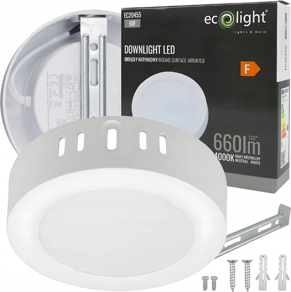 LED stropné svietidlo na prisadenie okrúhle 6W 4000K 660lm neutrálna biela