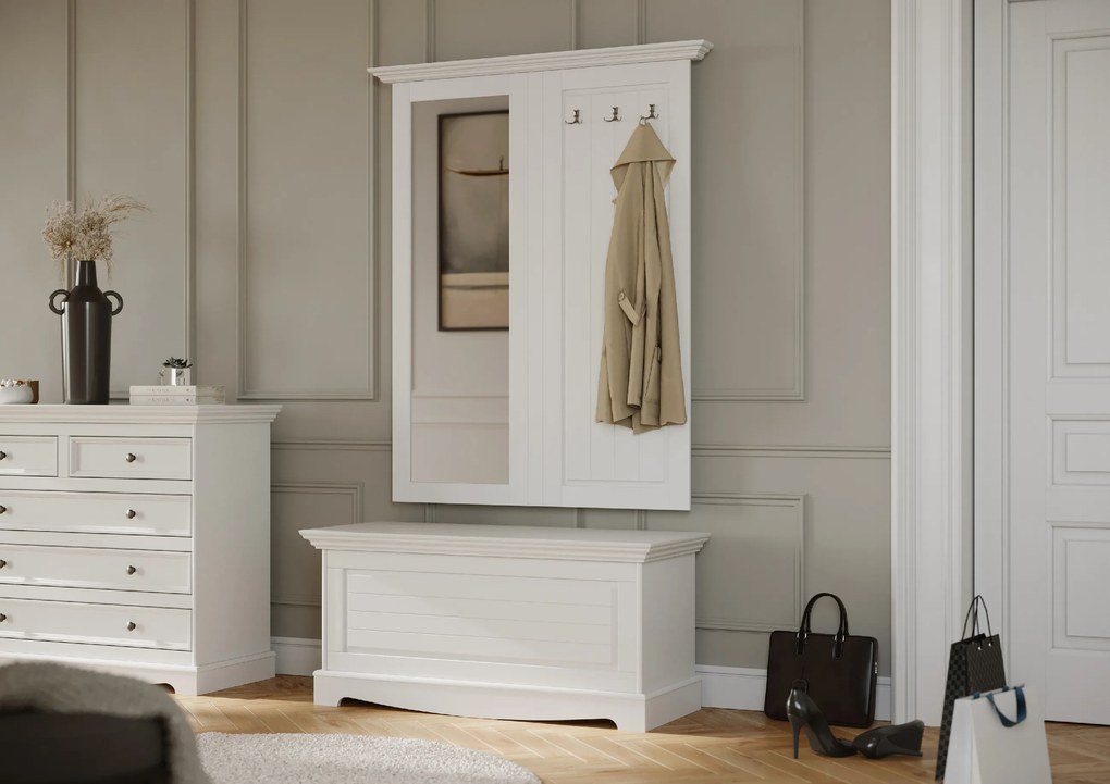 PROXIMA.store - Rustikálna borovicová truhlica - BELLUNO ELEGANTE FARBA: biela - orech