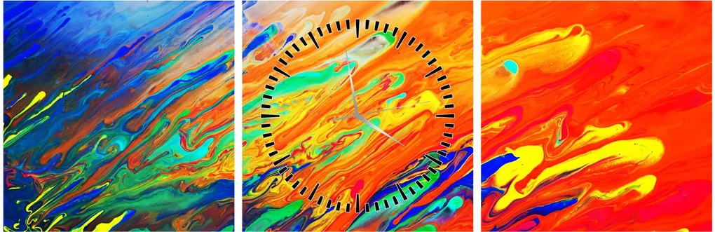 Obraz - Farebná abstrakcia (s hodinami) (90x30 cm)