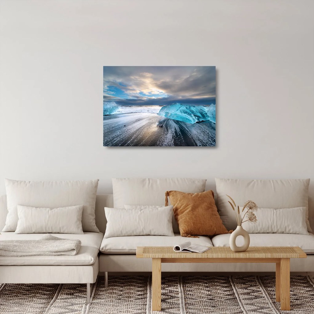 Sklenený obraz - Diamantová pláž (70x50 cm)