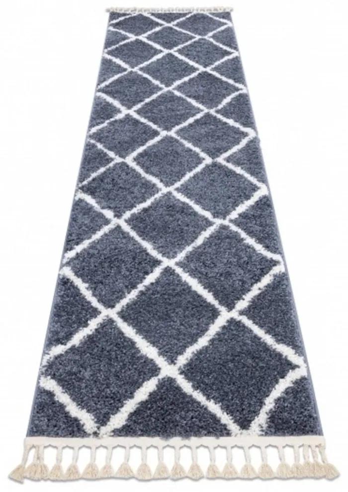 Kusový koberec Shaggy  Cross šedý atyp 60x250cm