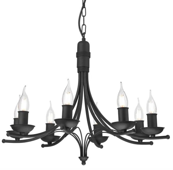 Luster na reťazi LUCY 8xE14/60W/230V čierna