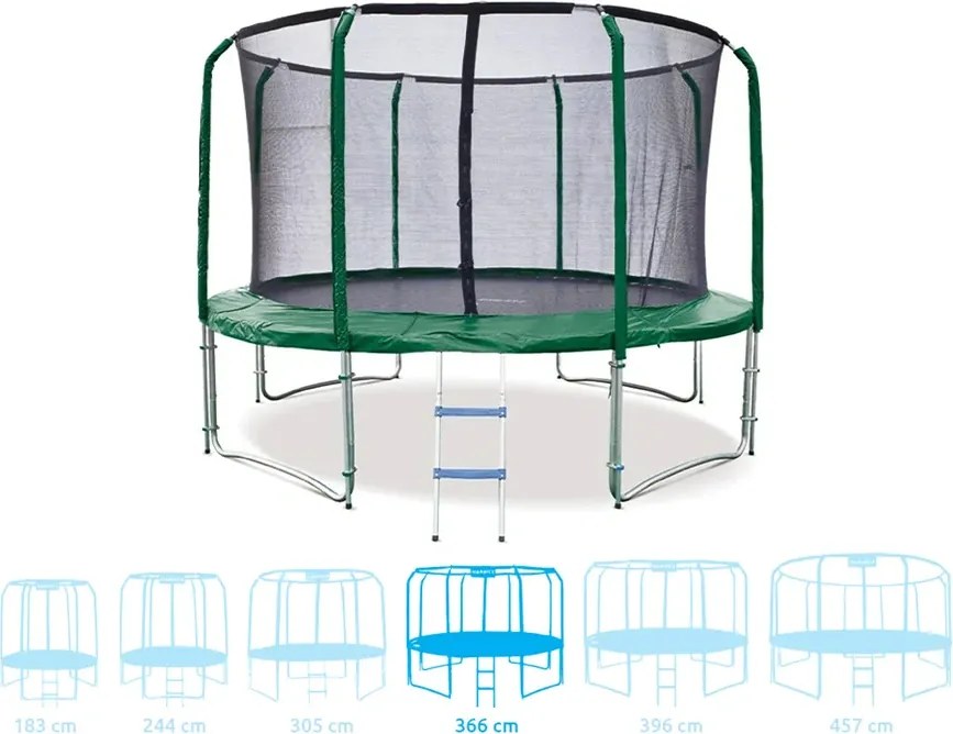 Marimex | Trampolína Marimex Standard 366 cm - zelená + vnútorná ochranná sieť + schodíky ZADARMO | 19000101