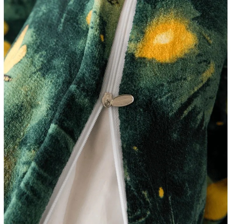 Mikroplyšové obliečky YELLOW BUTTERFLY tmavozelené Rozmer obliečky: 2 ks 70 x 90 cm | 200 x 220 cm
