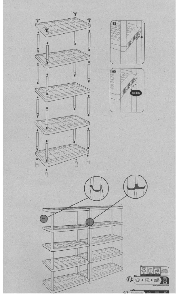 KIS-KETER Plastový regál Tribac 120/5 pětipolicový