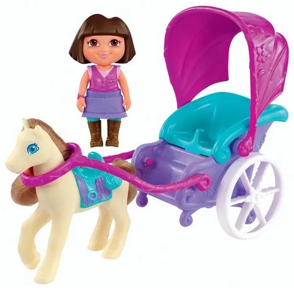 Fisher Price Bábika Dora s koňom a kočom 26 cm