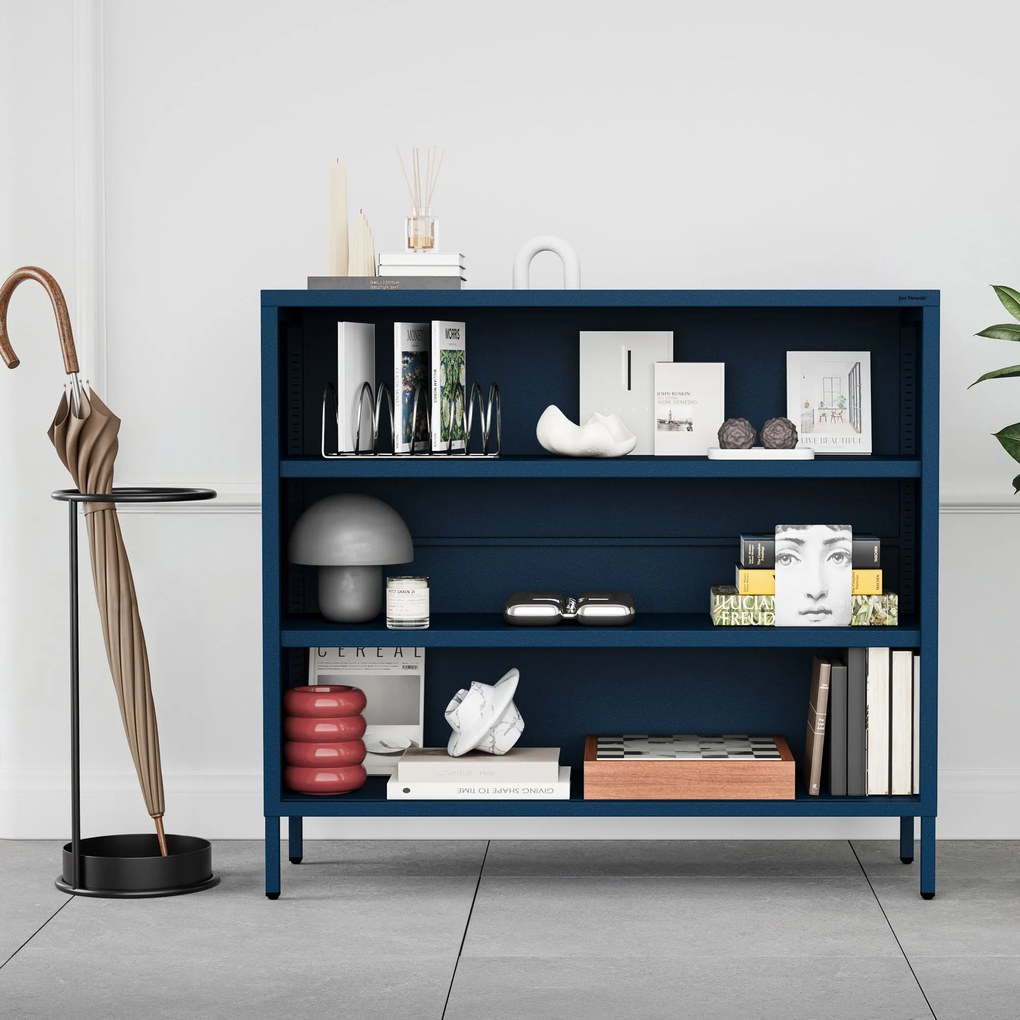 Nízky policový regál LUCA, 1000 x 900 x 350 mm, Modern: tmavomodrá farba