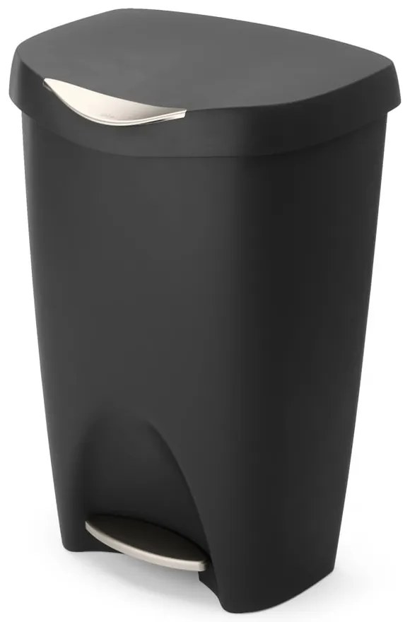 Čierny nášľapný plastový odpadkový kôš 50 l Brim – Umbra