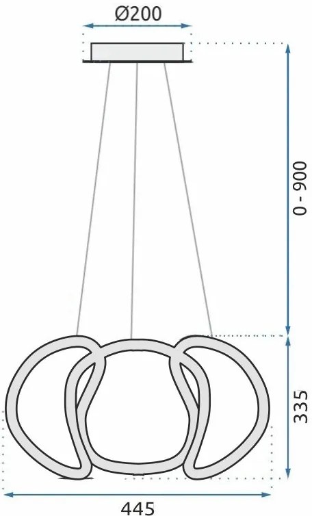Toolight Toolight, LED závesné svietidlo + diaľkový ovládač 60W APP386-CP, zlatá, OSW-06902