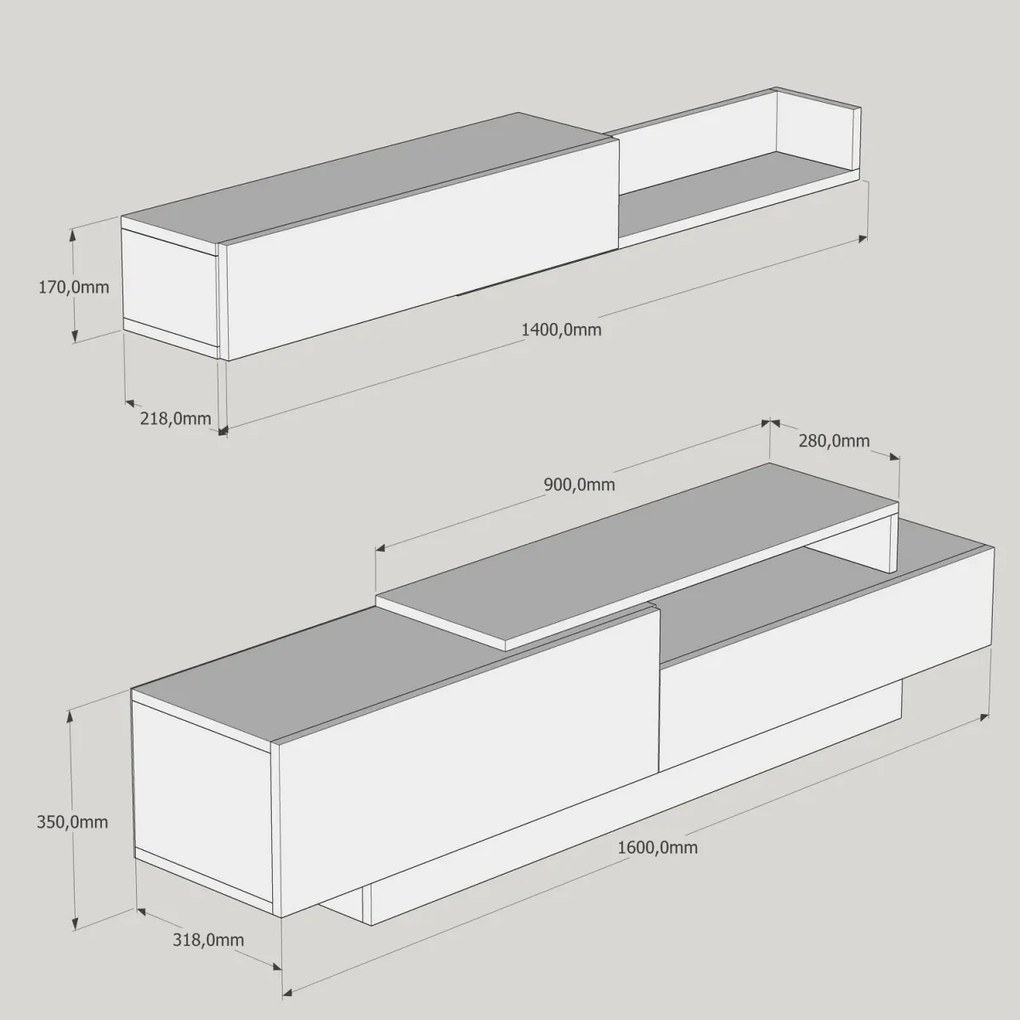 Obývacia stena Elda 160 cm biela/hnedá