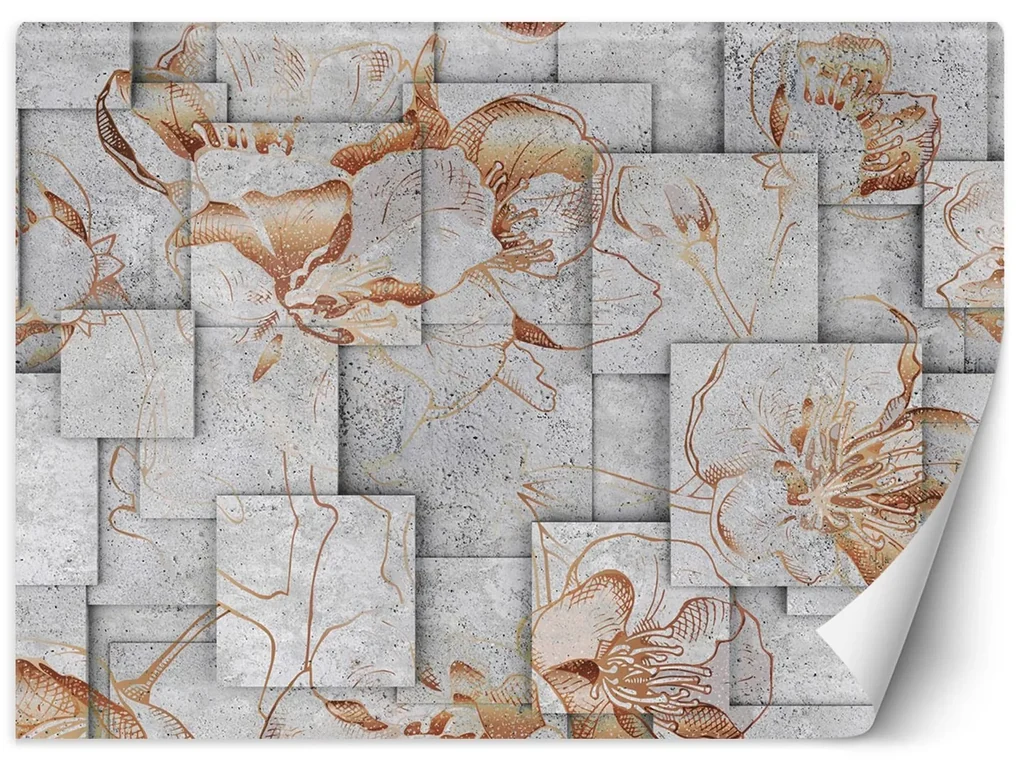 Gario Fototapeta Kvety na geometrickom pozadí Materiál: Vliesová, Rozmery: 300 x 210 cm