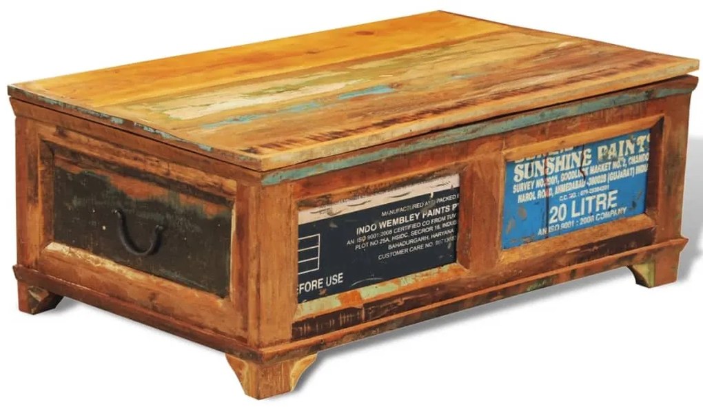 vidaXL Konferenčný stolík, úložný priestor, vintage, recyklované drevo