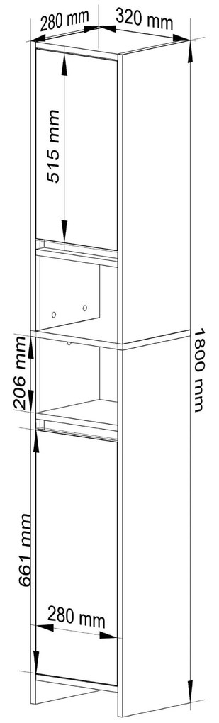Kúpeľňová skrinka UNI 180 cm dub artisan
