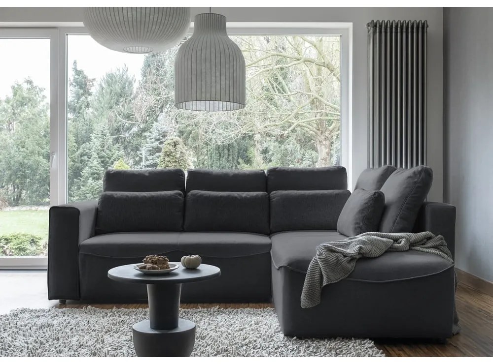 Tmavosivá rozkladacia rohová pohovka (variabilná) Homely Tommy – Miuform