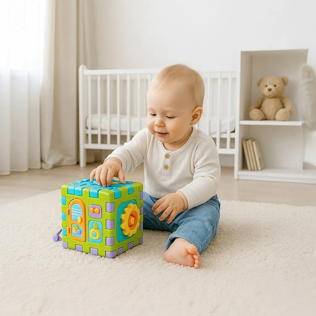 Hrajúca interaktívna skladacia kocka Baby Mix