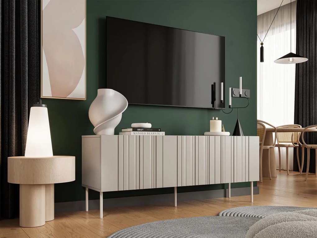 TV skrinka/stolík Mlerk 150 3D, Farby: čierna matná