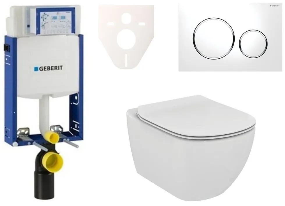 Závesný set WC Ideal Standard TESI rimless, nádržka Geberit Kombifix, tlačidlo biele 110.302.00.5NE4