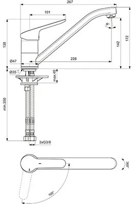 Nízkotlaká drezová batéria Ideal Standard Ceraflex chróm BC130AA