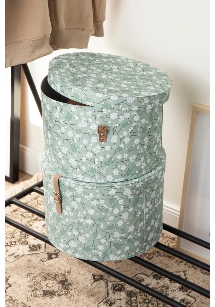 Svetlozelené kartónové úložné boxy v súprave 2 ks s vekom ø 37,5x25,5 cm Rut Paper Laminate – Bigso