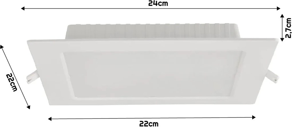 BERGE Štvorcový LED pabel zapustený - biely - 18W - PC - neutrálna biela