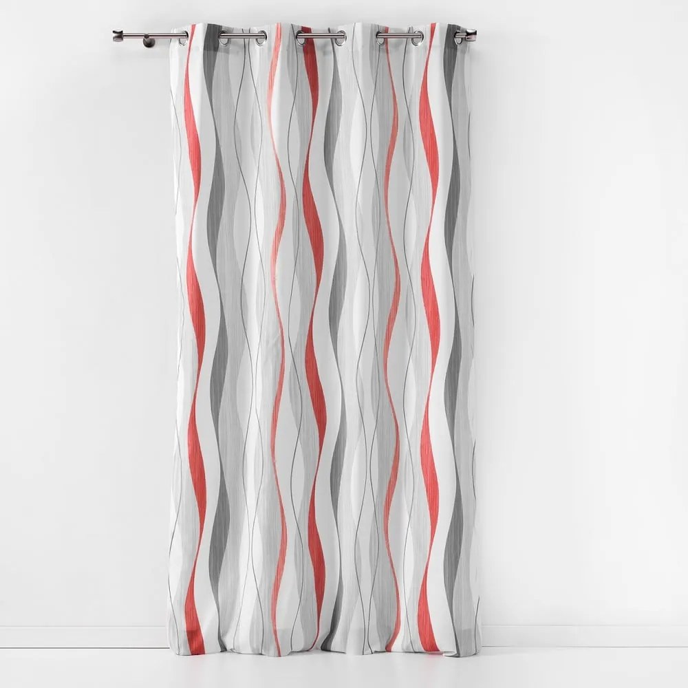 Červeno-biely záves 140x260 cm Ondulys – douceur d'intérieur