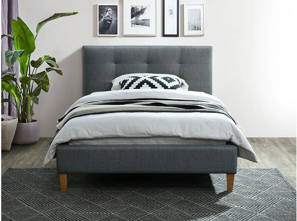 Sivá čalúnená postel TEXAS 120 x 200 cm Matrac: Bez matrace