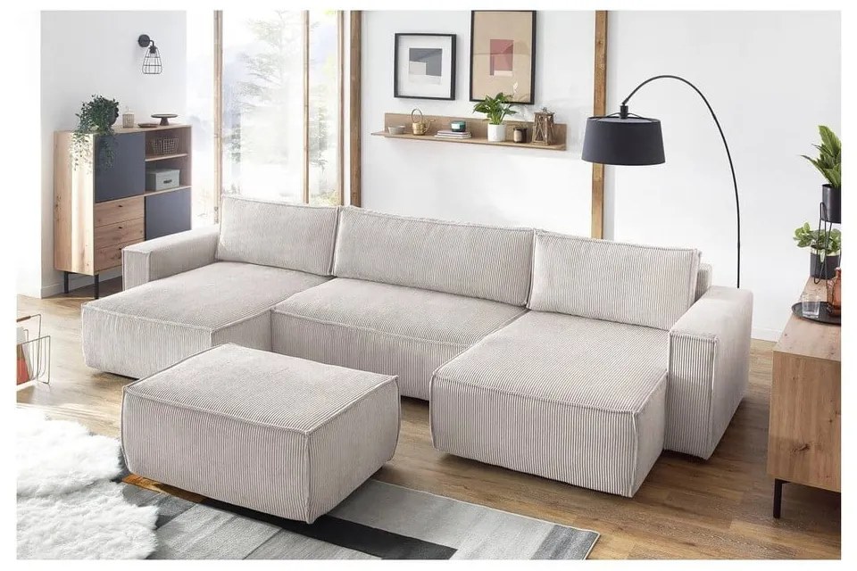 Béžový menčestrový taburet Nihad – Bobochic Paris