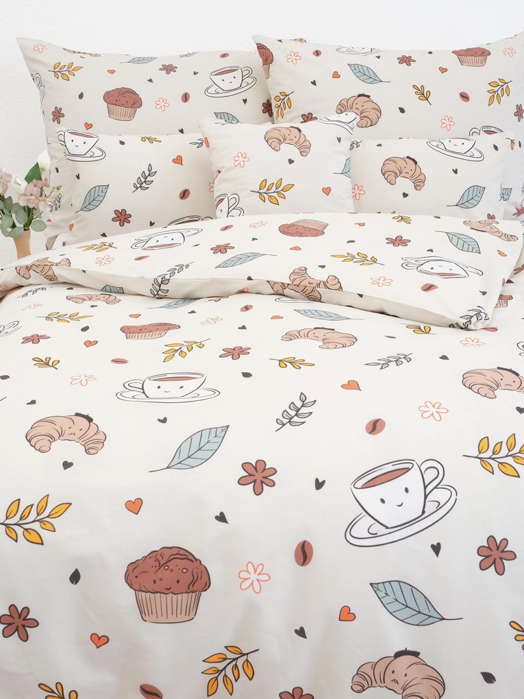 II. akosť Predĺžené bavlnené obliečky Renforcé – Jesenná káva