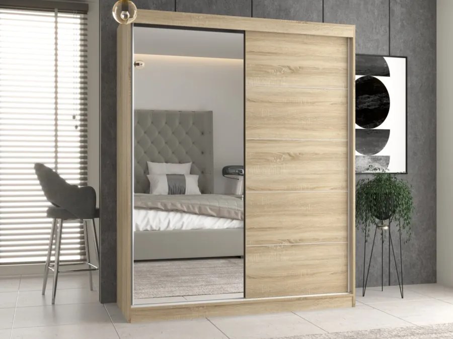 Šatní skříň se zrcadlem Iga 160 cm dub Sonoma II