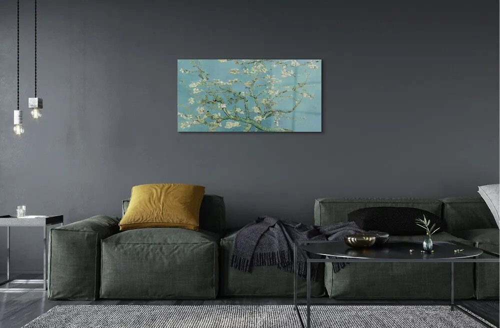 Obraz na skle Art mandľové kvety 120x60 cm