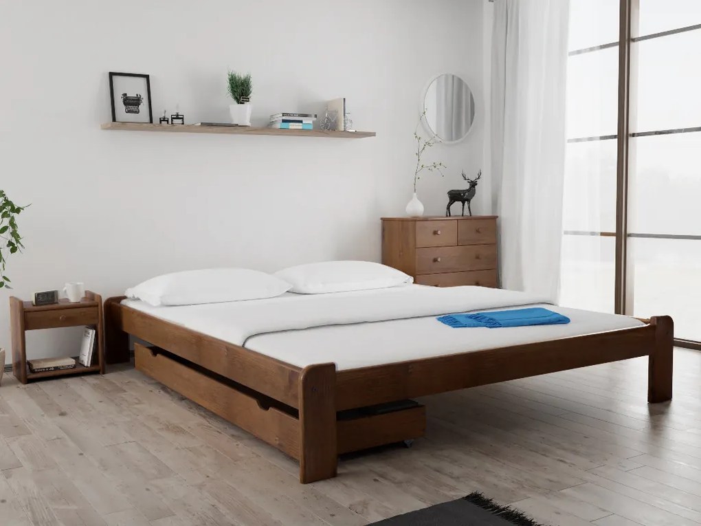 Posteľ Ada 180 x 200 cm, dub Rošt: Bez roštu, Matrac: Matrac Somnia 18 cm