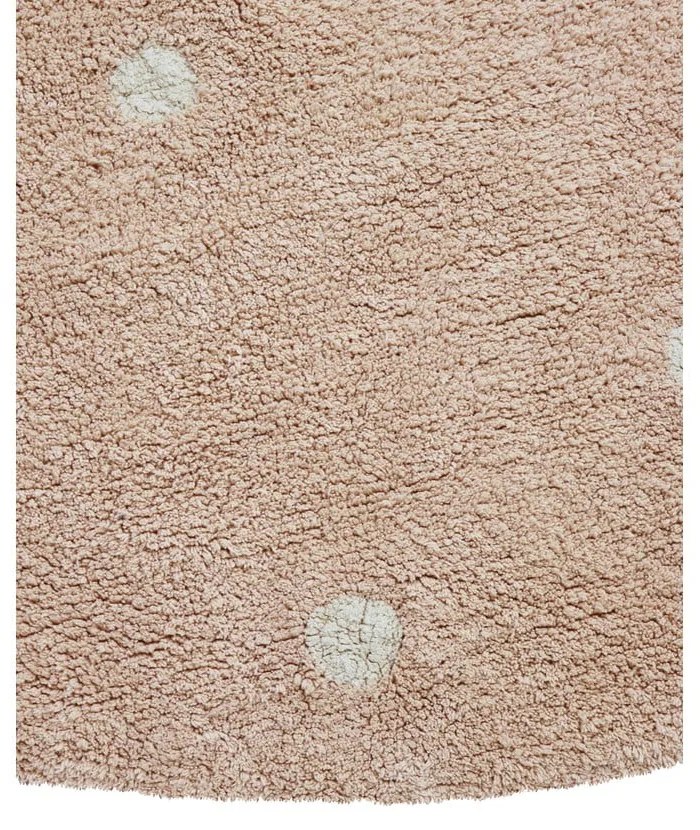 Svetloružový prateľný ručne tkaný bavlnený detský koberec ø140 cm Round Dot Rose – Lorena Canals