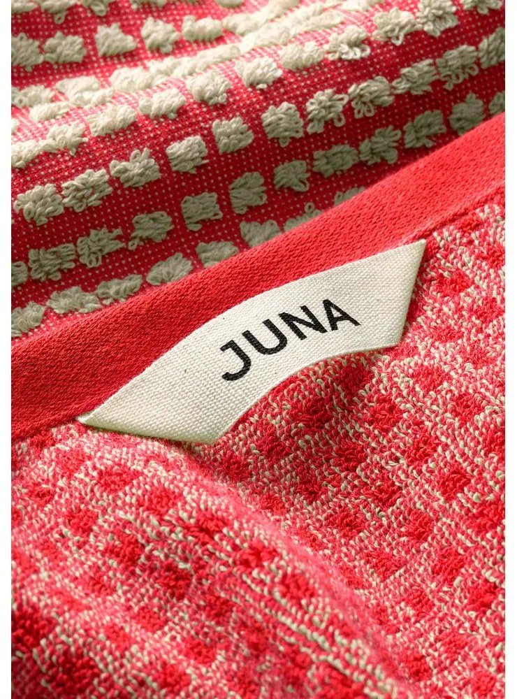 Červený froté uterák z Bio bavlny 50x100 cm Check – JUNA
