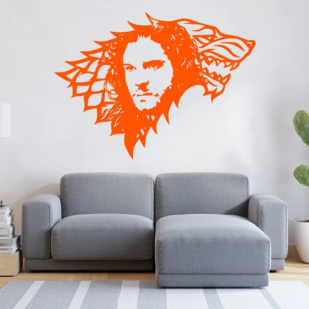 Veselá Stena Samolepka na stenu na stenu Jon Snow Hra o tróny Farba: černá